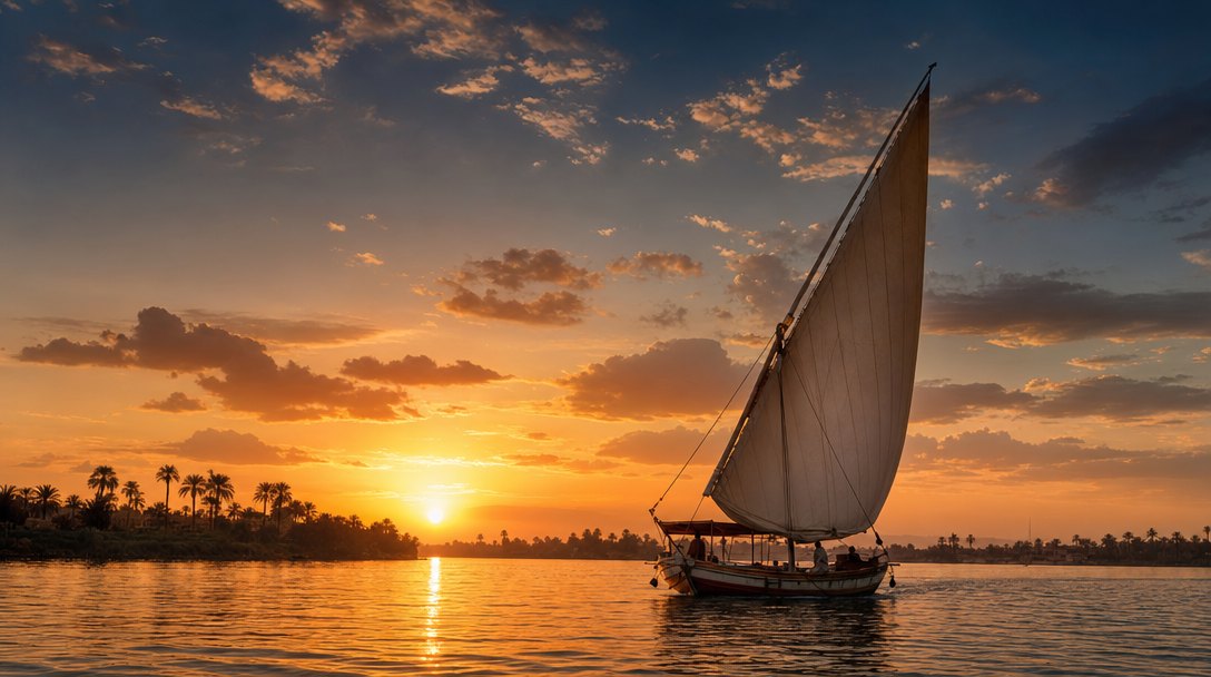 The Nile at golden hour: private felucca